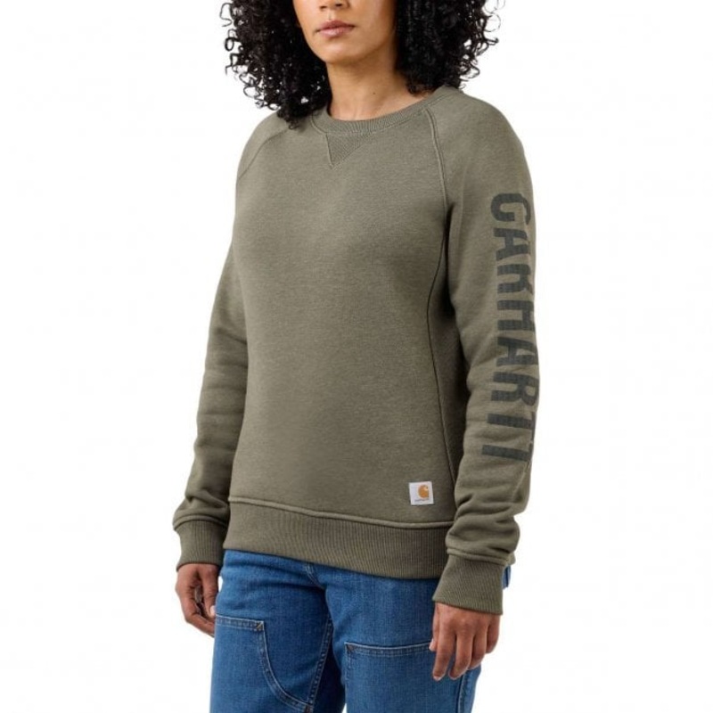 Carhartt 104410 Women's Clarksburg Crewneck Sweatshirt, Basil Heather