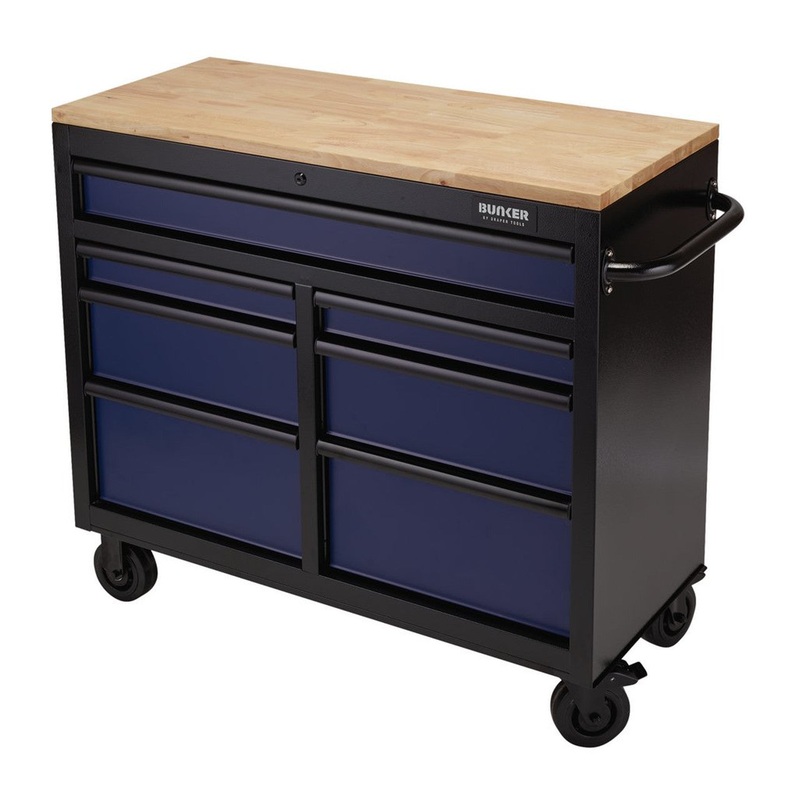 Draper 08222 BUNKER Workbench Roller Tool Cabinet 7 Drawer Blue