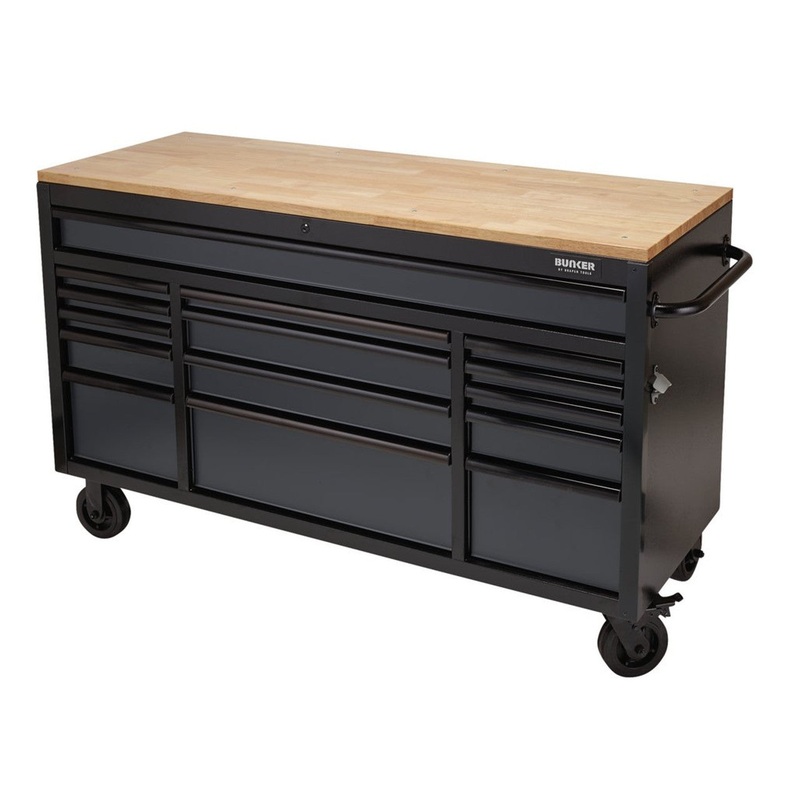 Draper 08238 BUNKER Workbench Roller Tool Cabinet 15 Drawer Grey