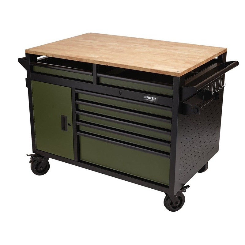 Draper 08269 BUNKER Multi-Functional Workbench Roller Tool Cabinet 14 Drawer Green