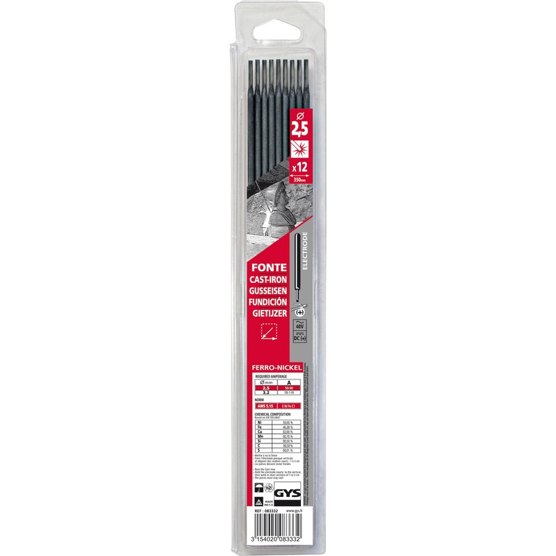 GYS 083332 12 Cast Iron Electrodes - 2.5 (Blister)
