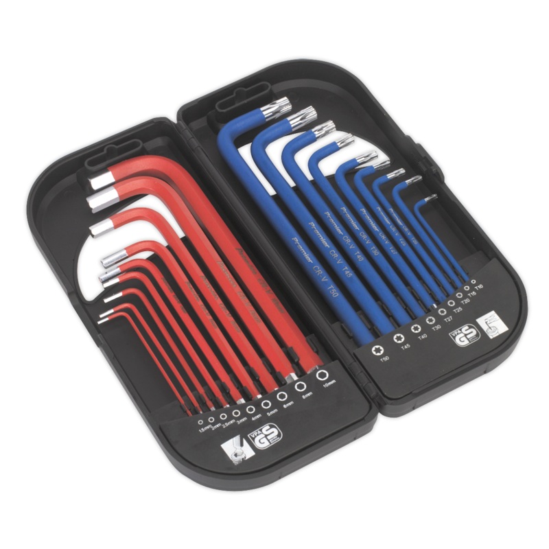 Sealey AK7176 TRX-Star & Ball-End Hex Key Set 18pc Long Anti-Slip