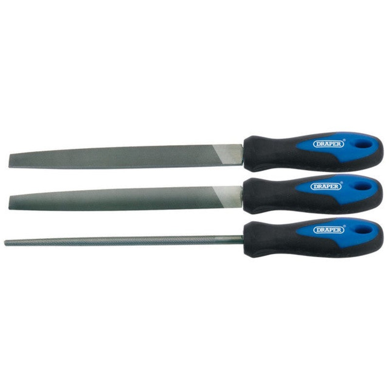 Draper 44963 Soft Grip Engineer's File Set, 200mm (3 Piece)