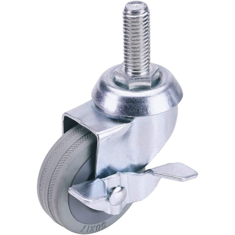 Draper 65476 Swivel Bolt Fixing Rubber Castor with Brake S.W.L 70kg, 75mm