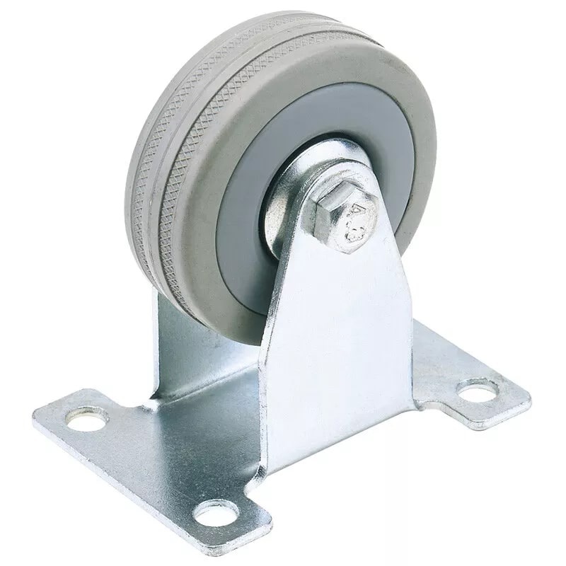 Draper 65482 Fixed Plate Fixing Rubber Castor, 100mm Diameter, S.W.L. 80kg
