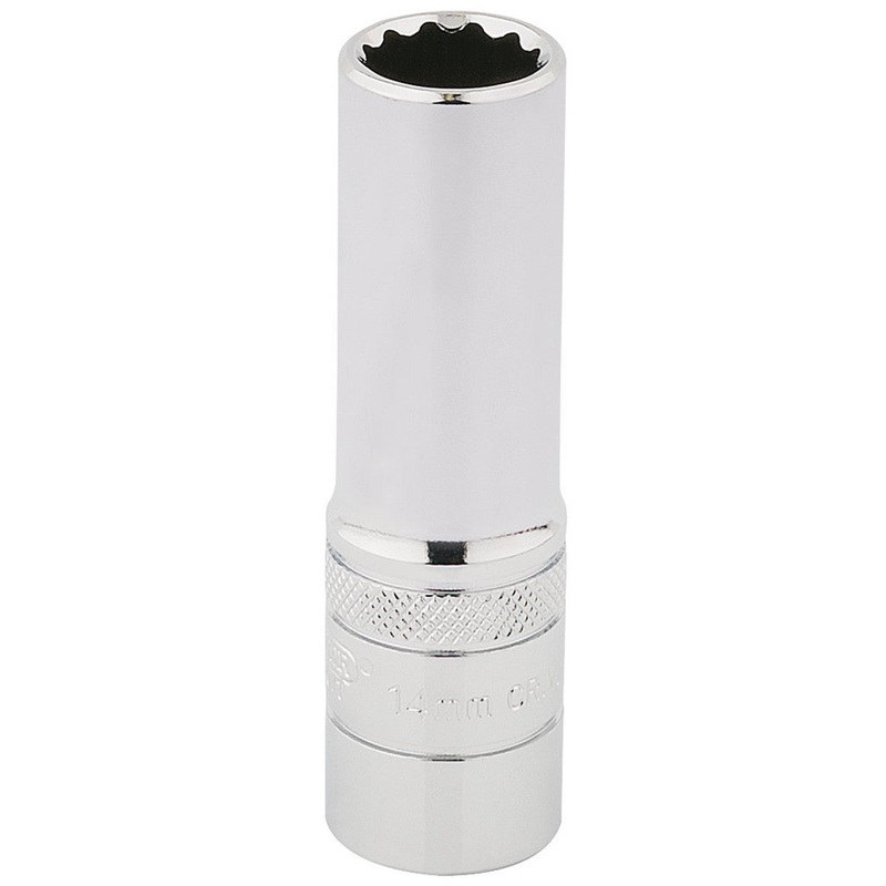 Draper 33733 HI-TORQ 12 Point Deep Socket, 1/2" Sq. Dr., 14mm