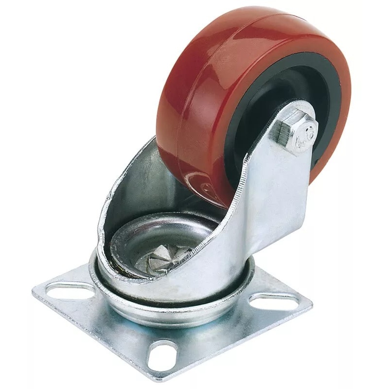 Draper 65508 Swivel Plate Fixing Polyurethane Wheel, 50mm Diameter, S.W.L. 50kg