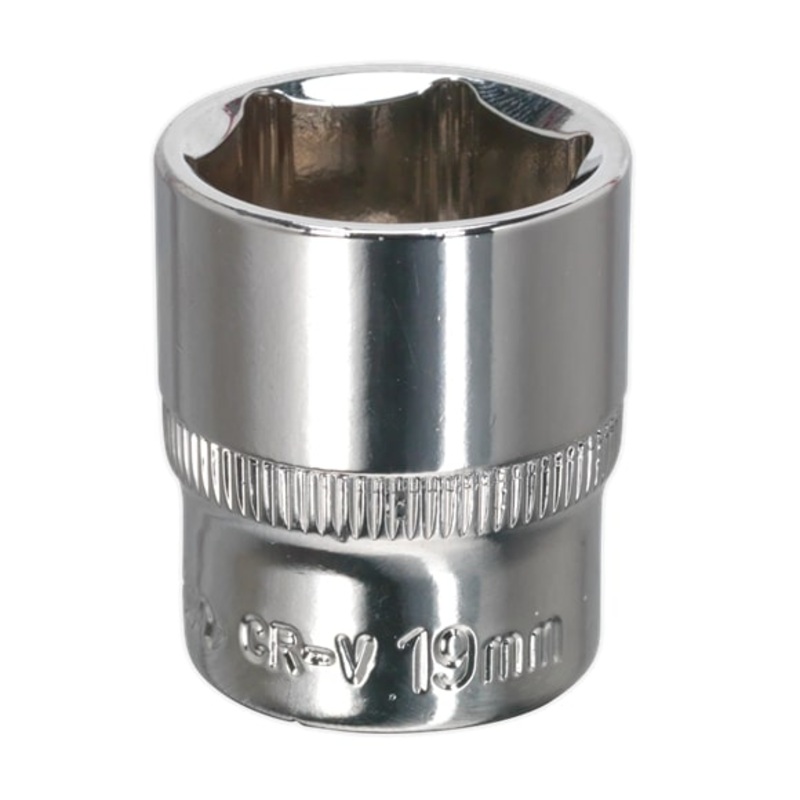 Sealey SP3819 WallDrive Socket 19mm 3/8"Sq Drive Fully Polished