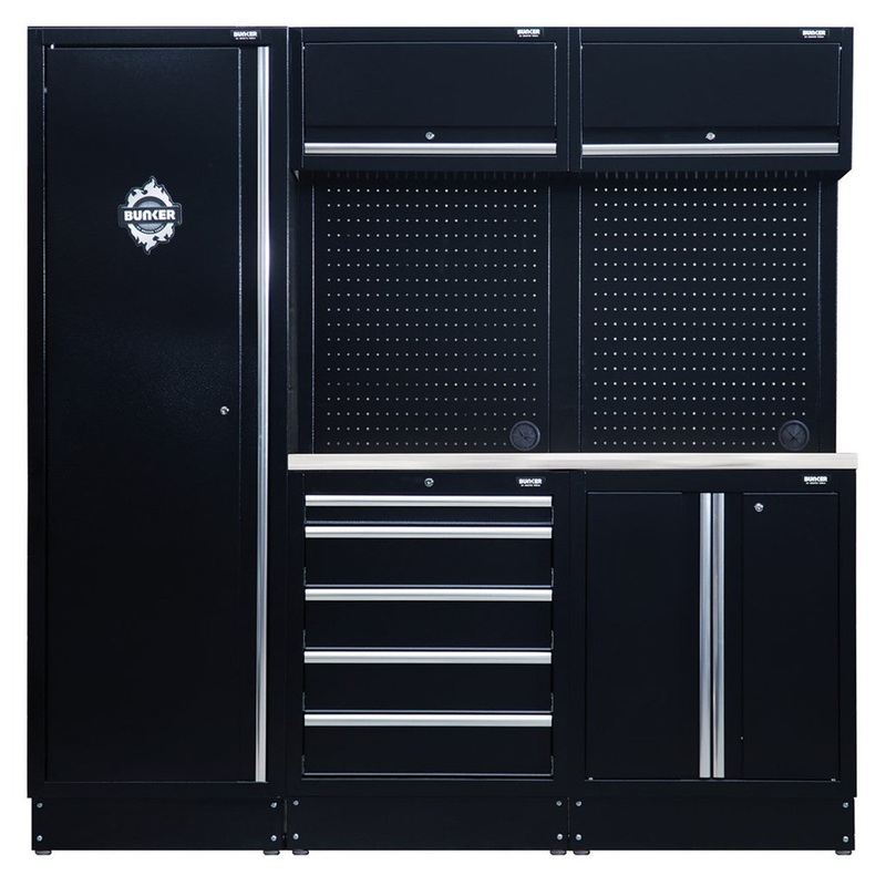 Draper 04503 Bunker Modular Storage Combo with Stainless Steel Worktop (11 Piece)