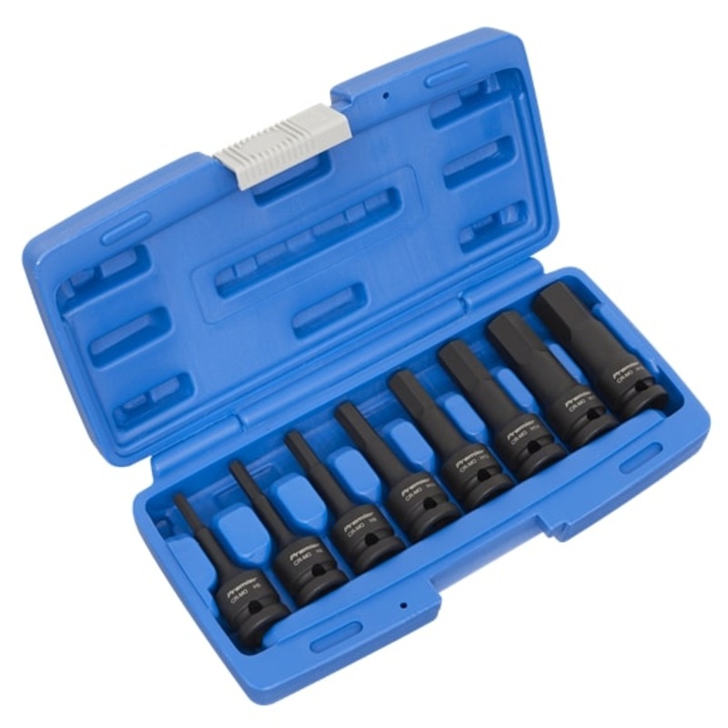 Sealey AK5601 8pc 1/2"Sq Drive Hex Impact Socket Bit Set