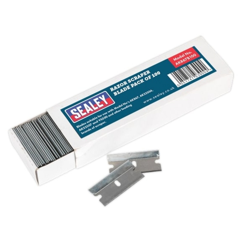 Sealey AK867B100 Razor Scraper Blade Pack of 100