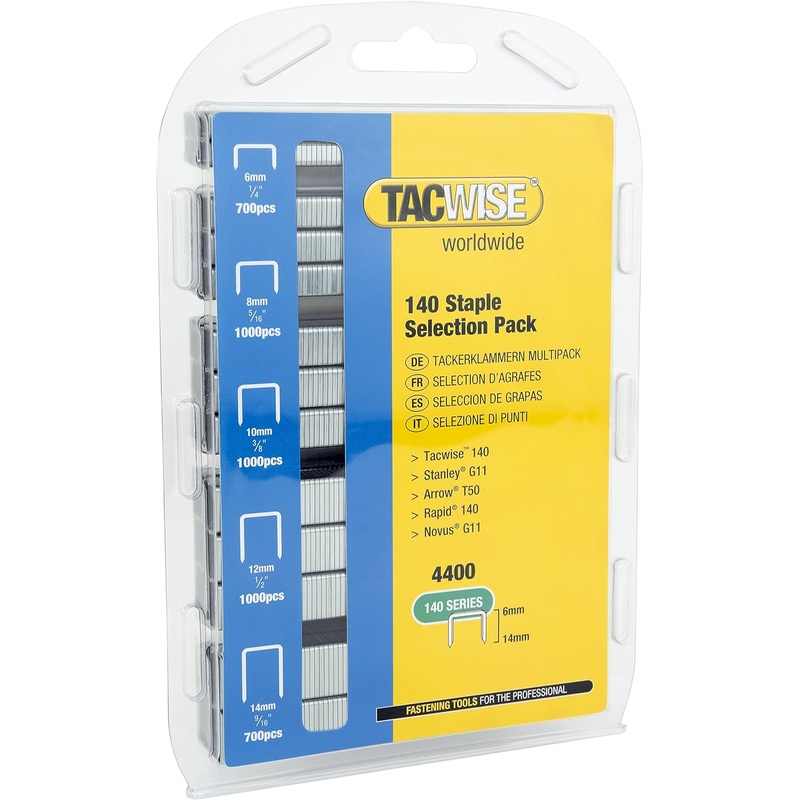 Tacwise 0350 140 Staple Selection Pack (incl 6, 8, 10, 12 & 14mm), Box of 4400
