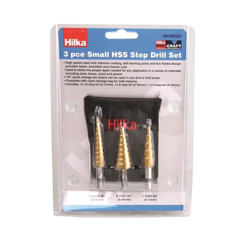 Hilka 3 Piece Small HSS Step Drill