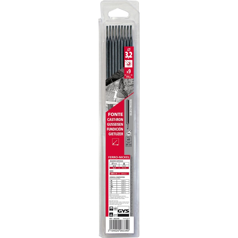 GYS 083349 9 Cast Iron Electrodes - 3.2 (Blister)