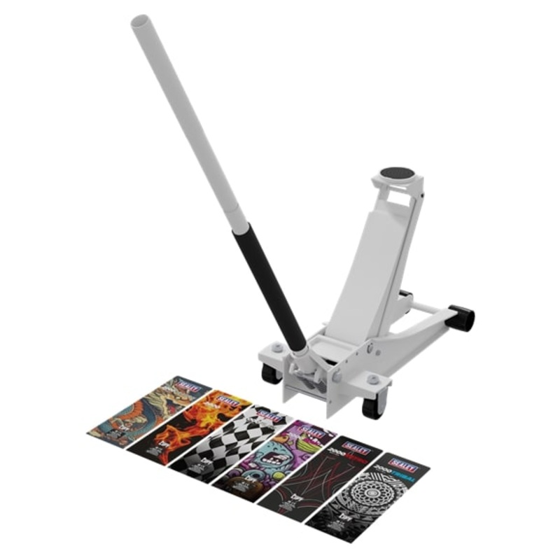 Sealey 2000CW Low Entry Custom Design Trolley Jack with Rocket Lift 2 Tonne - White