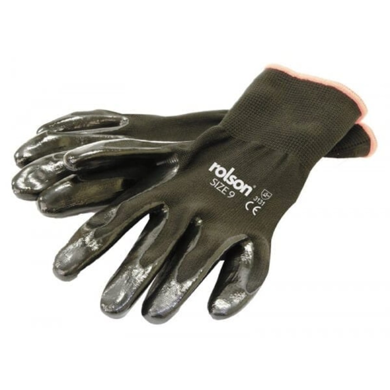 4pcs Black Nitrile Coat Gloves, XL