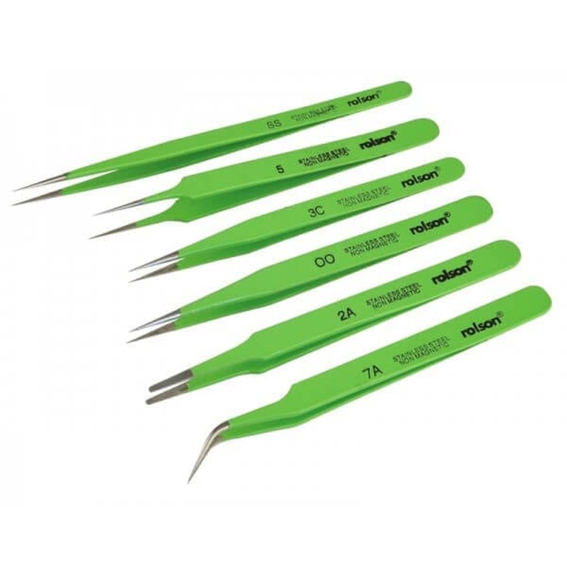 6pc Epoxy Coated Tweezers