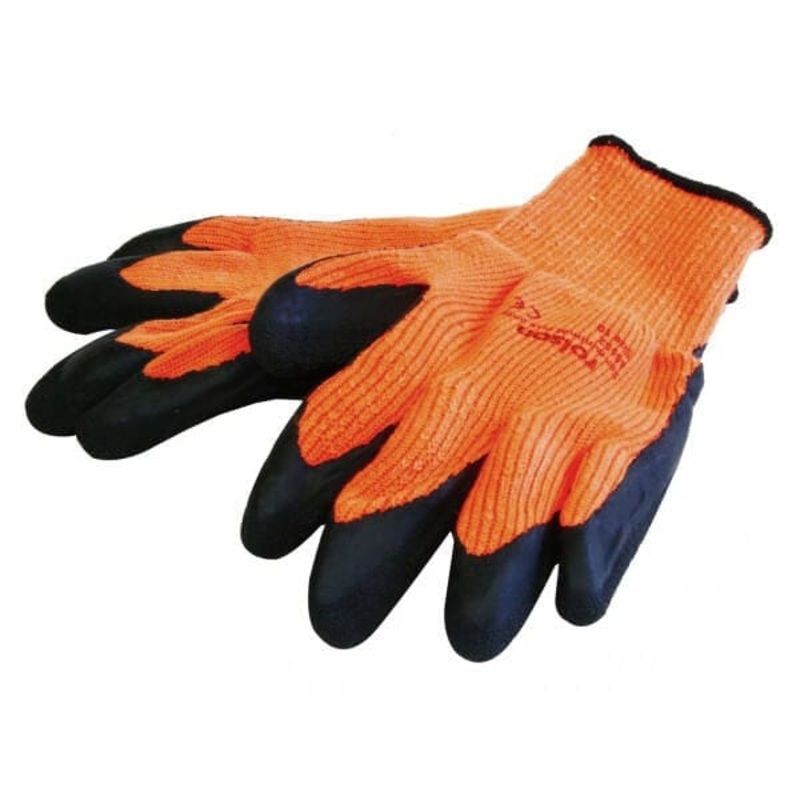 Latex Coated Thermal Gloves Large on 7 Gauge Polyester, Insulated Lining