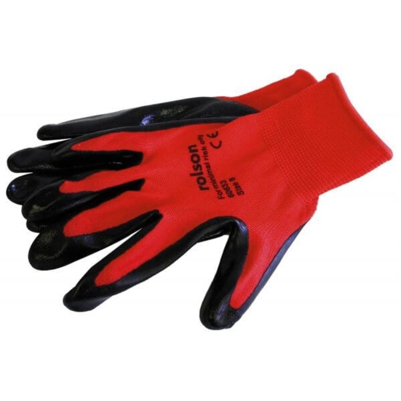 Nitrile Coated Work Gloves Large Red & Black