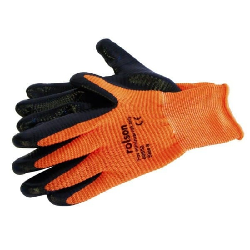 Textured Nitrile Coated Work Gloves Medium Orange & Black