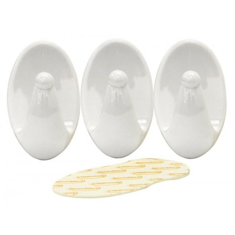 3pc Removable Adhesive Plastic Hook 54x33mm