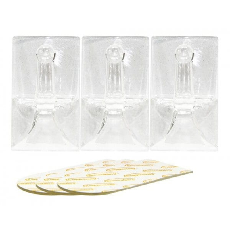 3pc Removable Transparent Adhesive Hooks 50x30mm