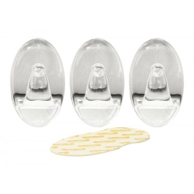 3pc Transparent Removable Adhesive Hook 54 x 33mm