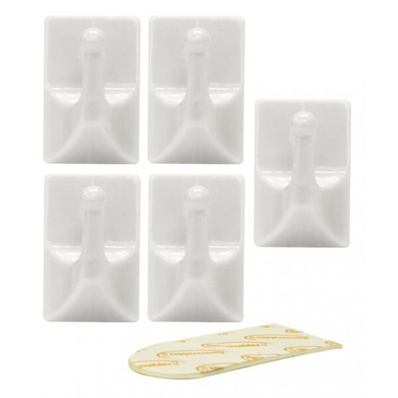 5pc Mini Removable Adhesive Hooks White 30x20mm