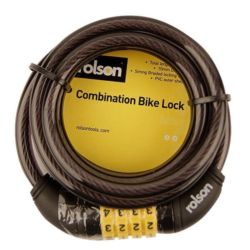Bicycle Combination Lock 66738 : 10mm braided sheathed cable 1800mm long