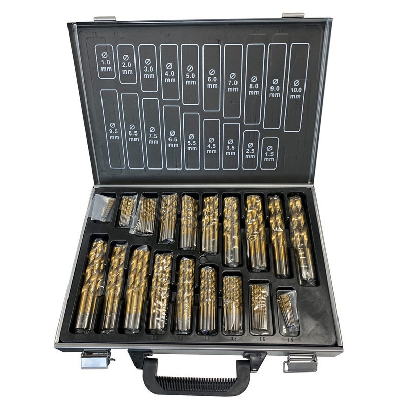 170pc HSS Titanium Coated Drill Bit Set (48740) - 1mm to 10mm - 19 different sizes and storage case
