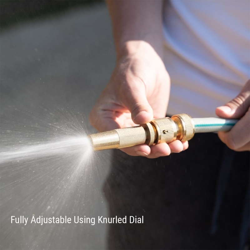 4pc Brass Hose Accessory Set ( 82989 ) with quick connect fittings and adjustable spray nozzle