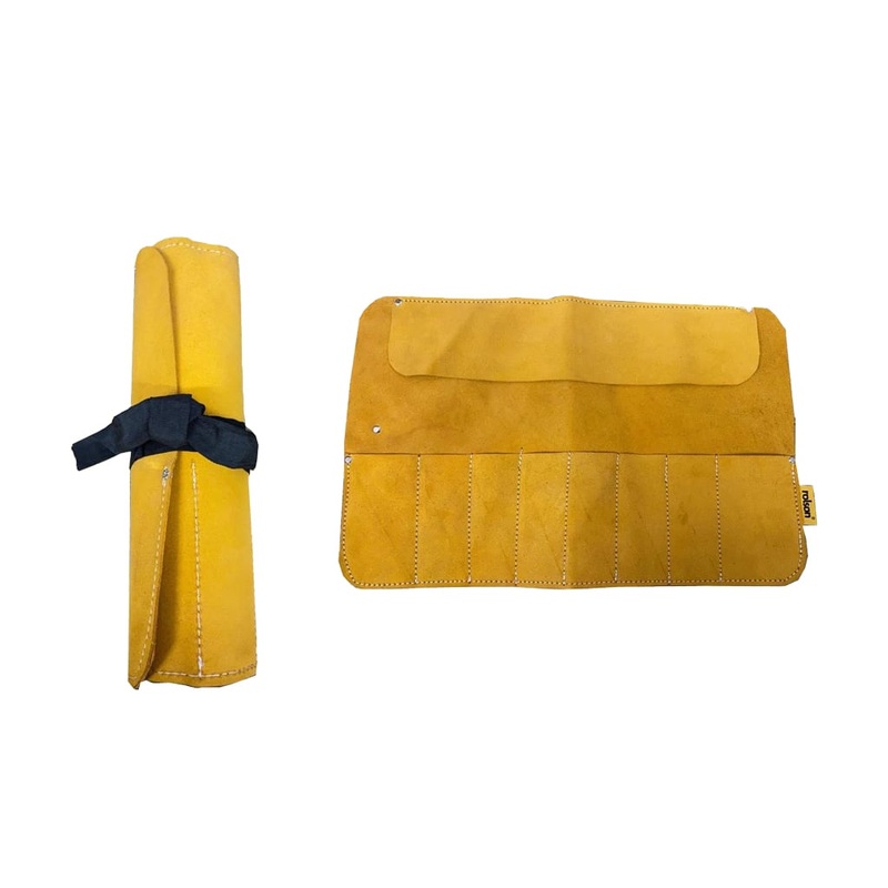 8 pocket Leather Tool Roll - large unrolled size 29.5cm x 46cm with secure tie fastening