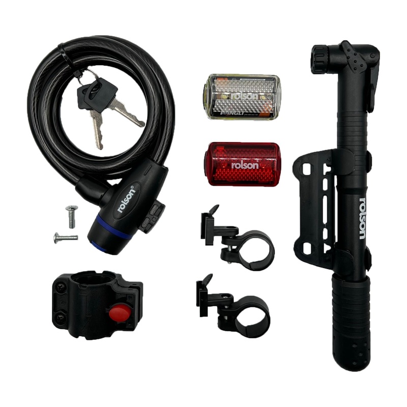 Bike Accessories Kit 66765 : all you need LED lights, pump and lock