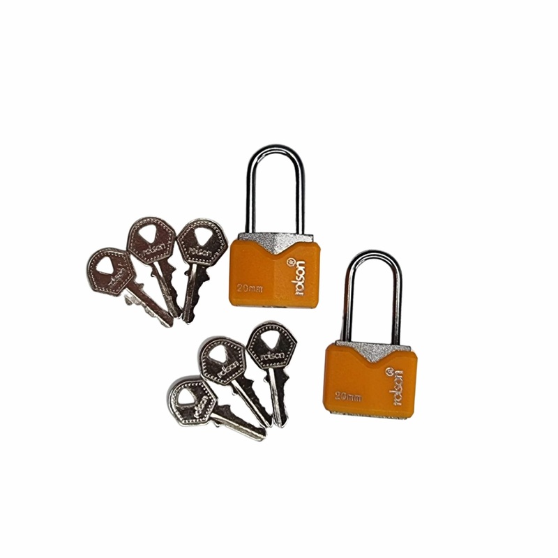 20mm Iron Padlock Twin Pack 66541 with 3 keys and protective jacket