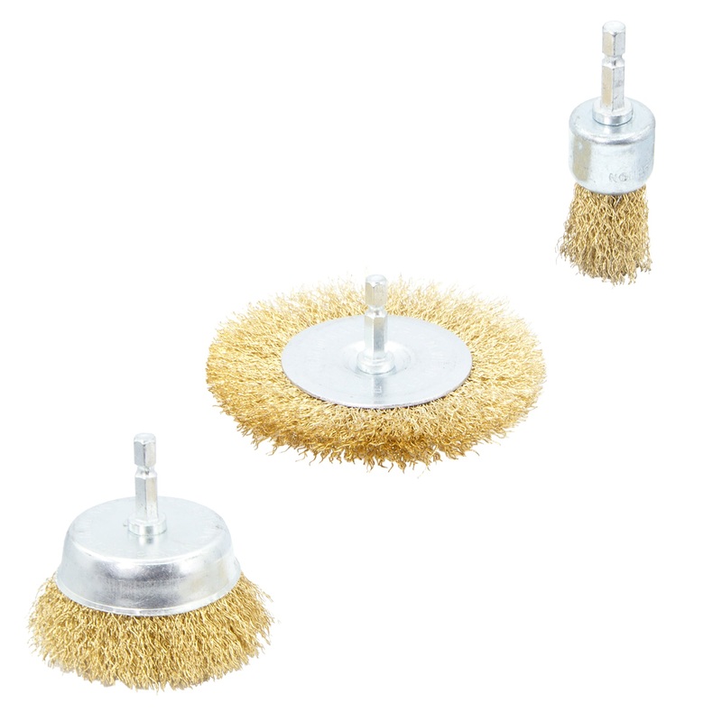 3 Piece " Hex Shank Wire Brush Set