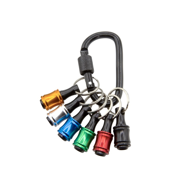 6 Piece " Hex Shank Screwdriver Bit Holder & Locking Carabiner