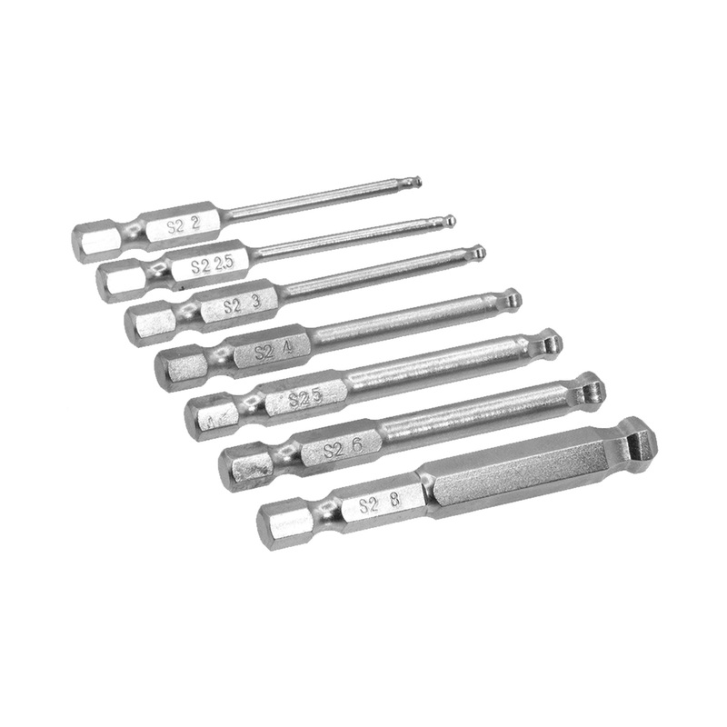 7 Piece Hex Shank Ball Ended Hex Key Bit Set