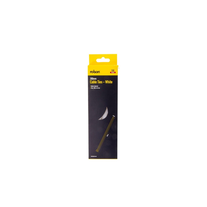 Cable Ties 200 x 4.8mm ( 60883 ) 100 pieces - White in reusable pack