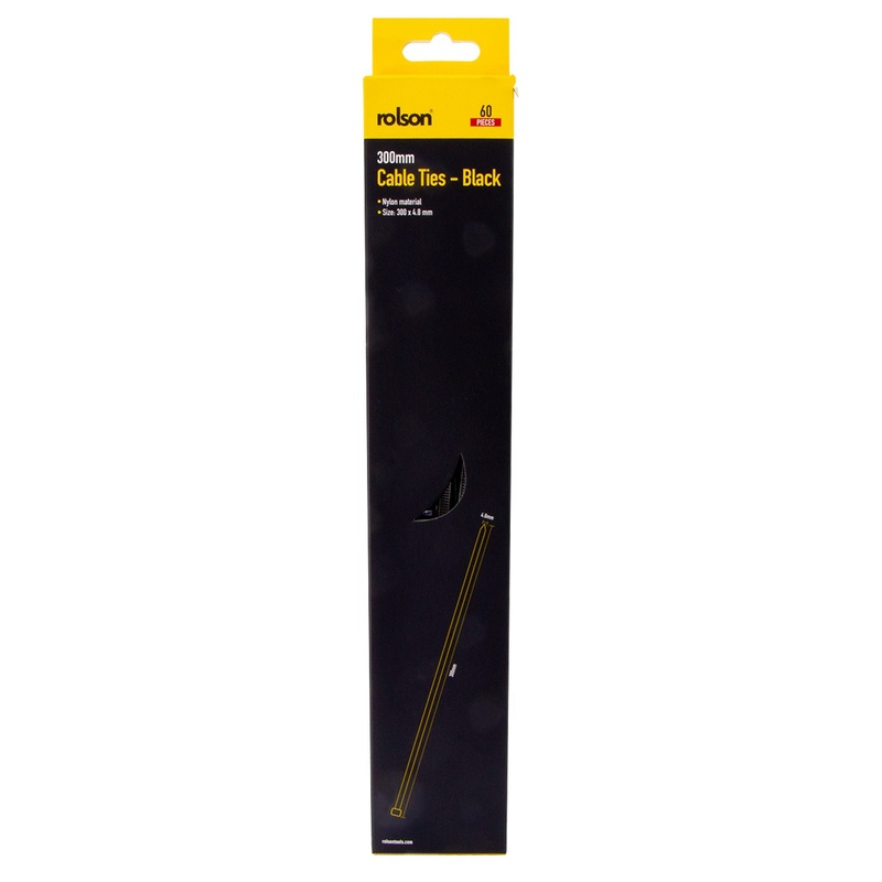 Cable Ties 300 x 4.8mm ( 60884 ) 60 pieces - Black in reusable pack