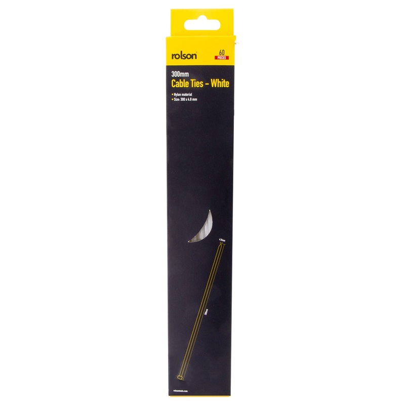 Cable Ties 300 x 4.8mm ( 60885 ) 60 pieces - White in reusable pack