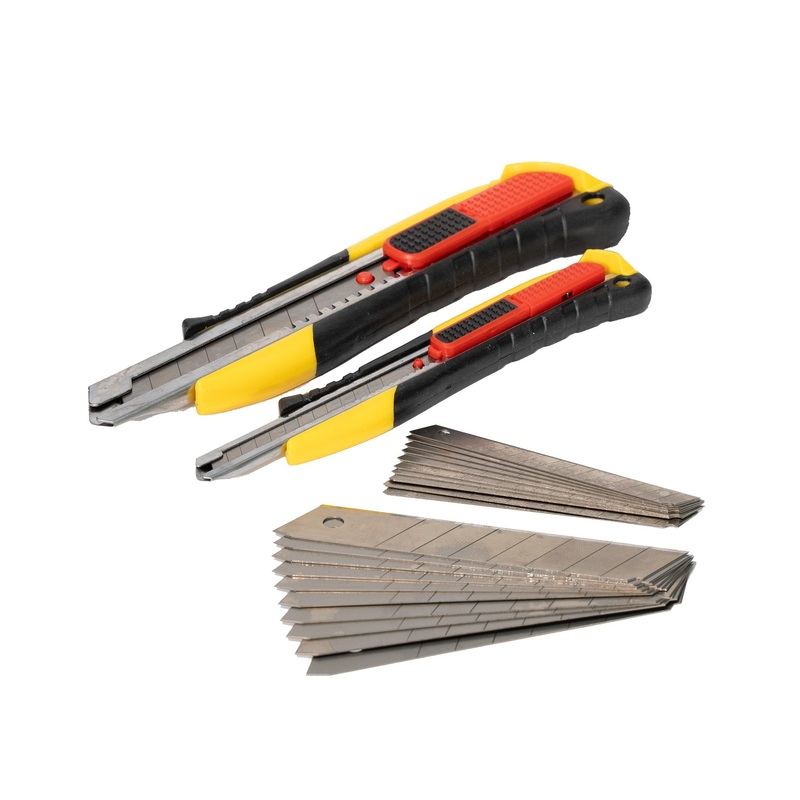 Dual Function Automatic Safety Knives: 2 pieces ( 62818 ) - small 9mm and large 18mm wide with 20 spare blades