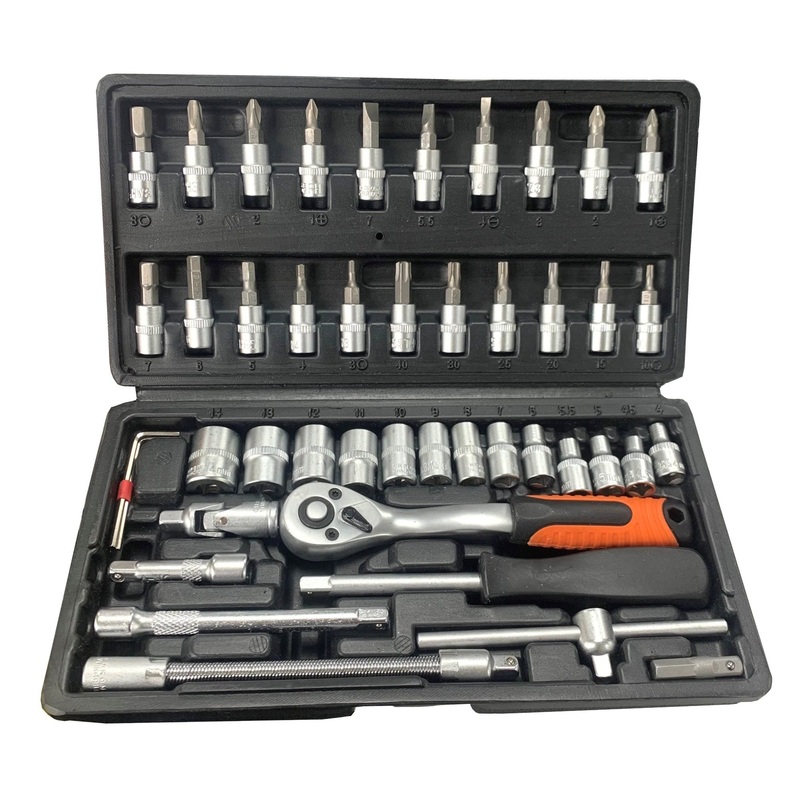 Metric Socket and Bit set 46pieces 38664 : Chrome Vanadium with " Drive and Storage Case