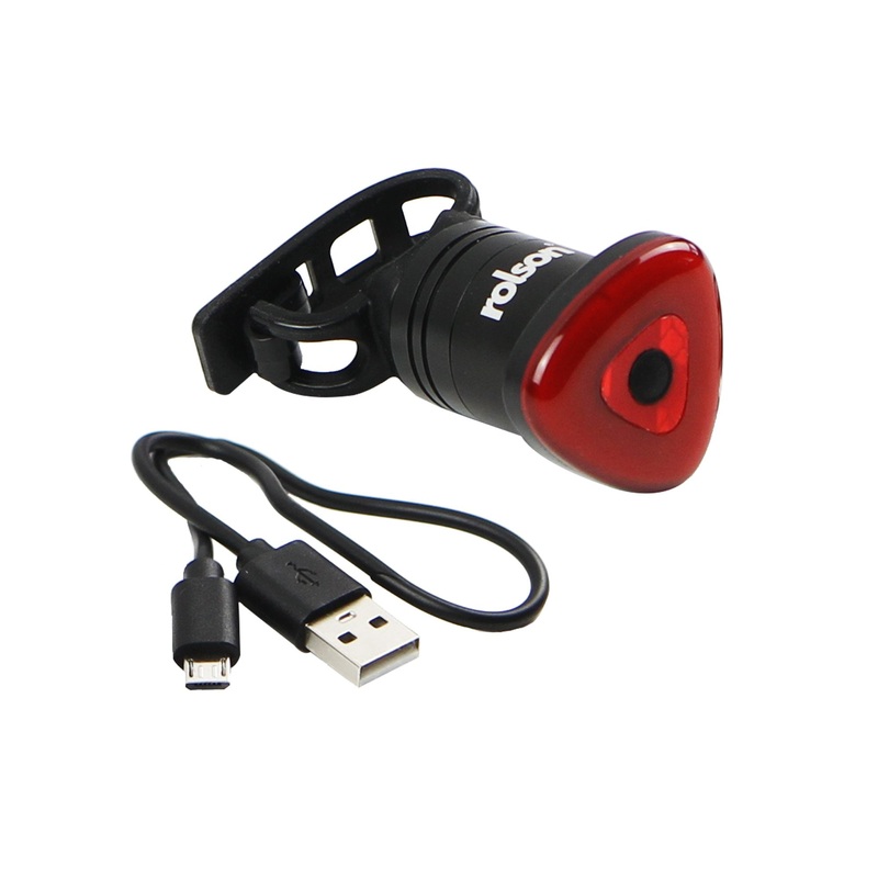 Motion Sensing Rear Bike Brake Light 61428. USB rechargeable light intensifies as you brake for extra safety
