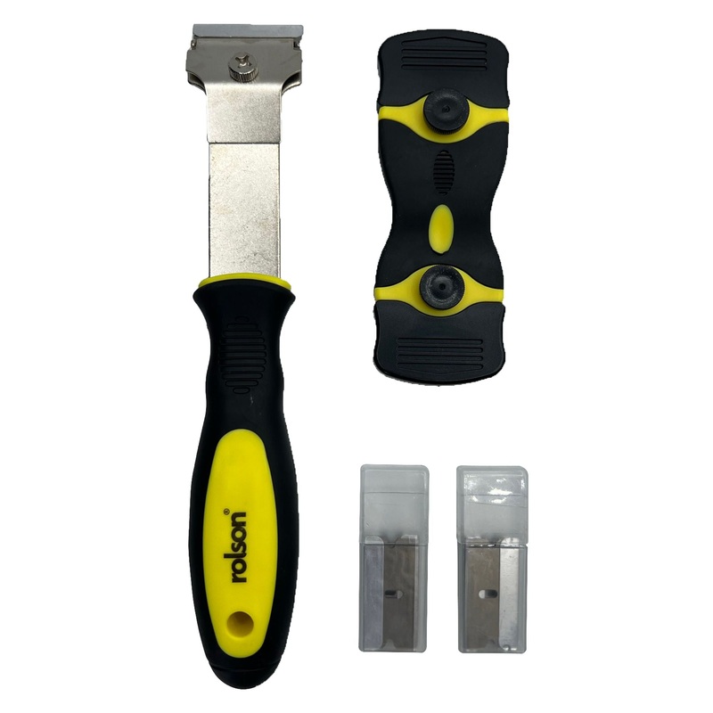 Scraper set and 20 piece pack of spare blades 61166: A double ended short and long handled scraper set great for decorating