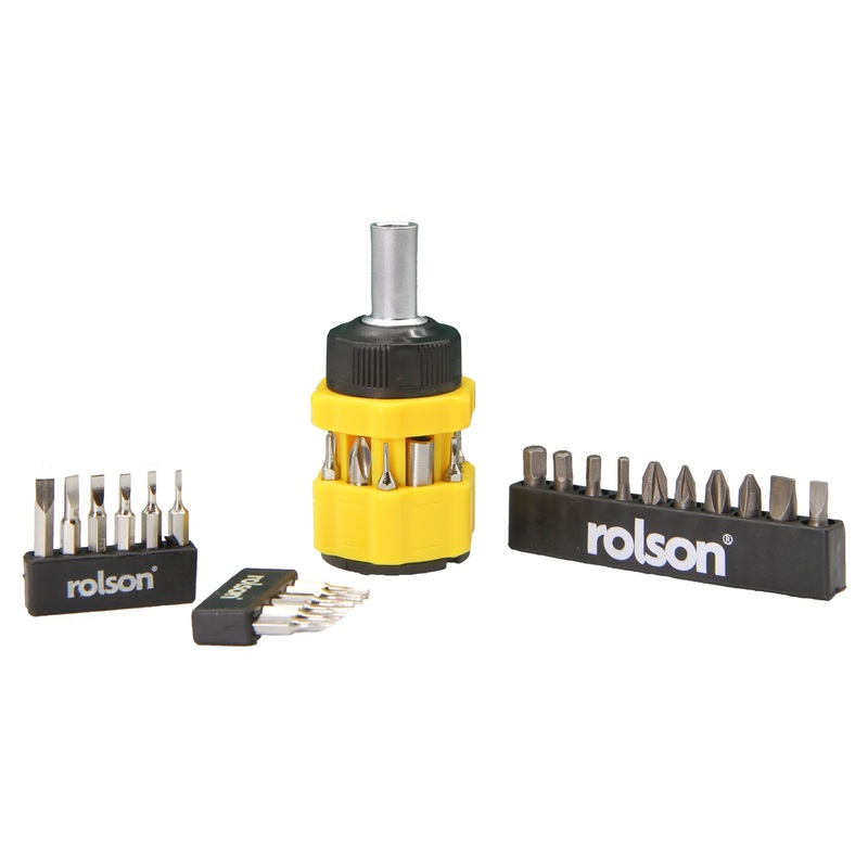 Stubby Ratchet Screwdriver (28399) :15 screwdriver and 18 precision bit set