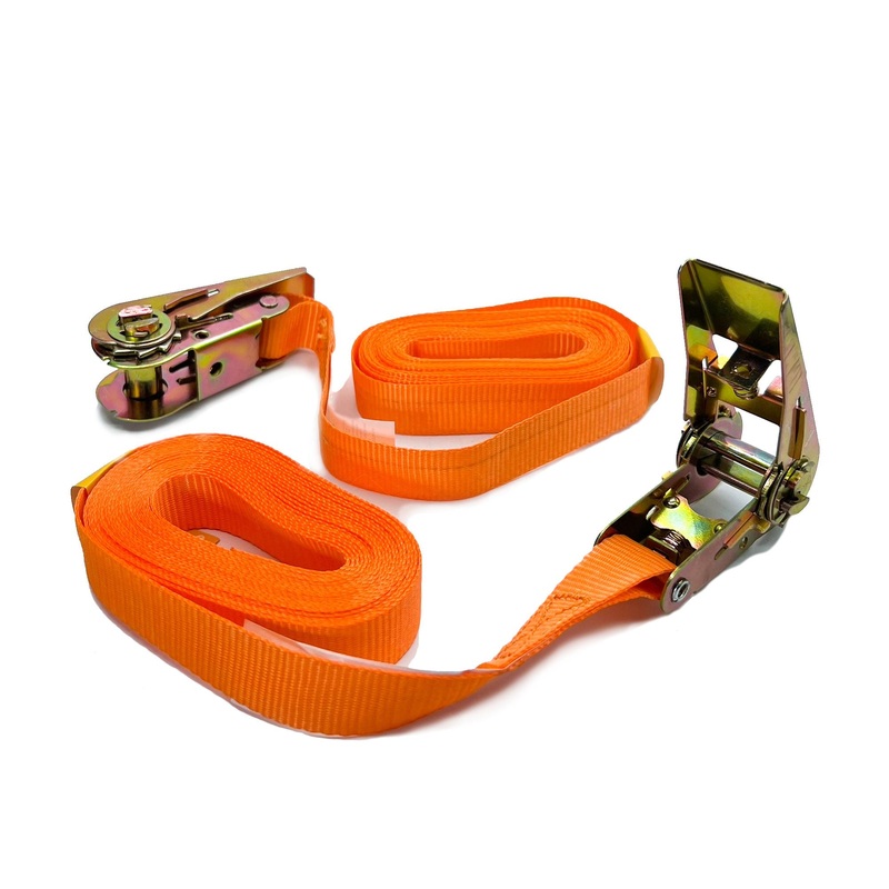 Twin Pack 5m x 25mm wide Endless Ratchet Straps ( 44207 ) - Polyester webbing highly visible orange