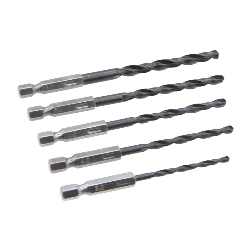 5 Piece HSS " Hex Shank Twist Drill Bit Set - (48322)