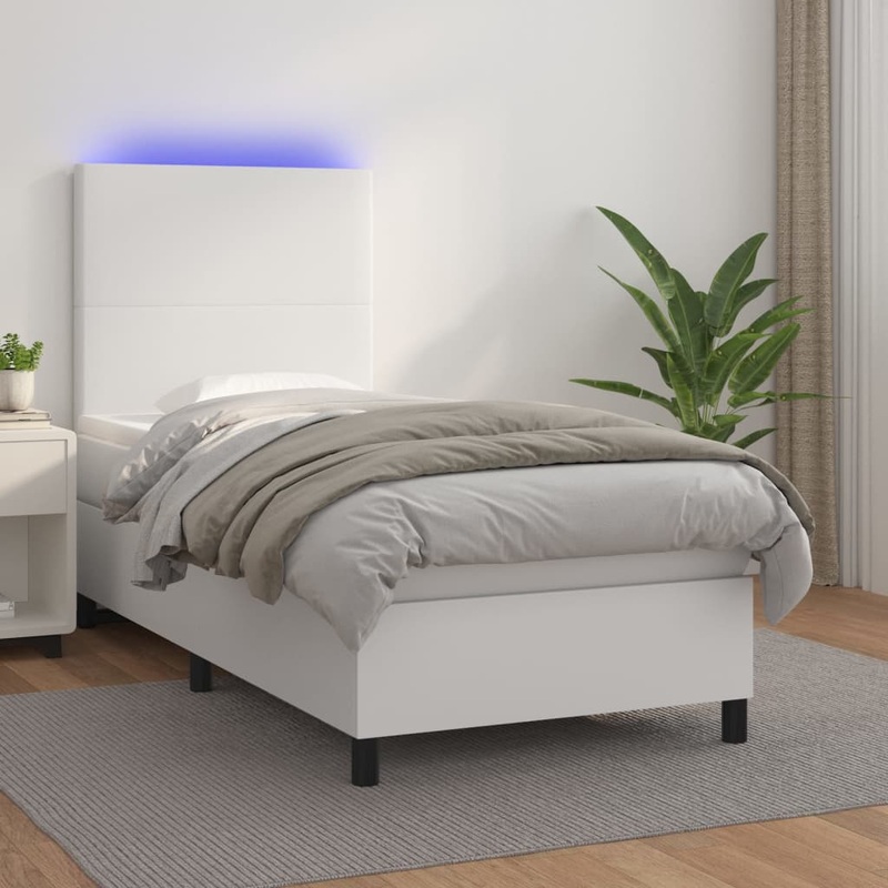 Sommier  lattes de lit avec matelas et LED Blanc 100x200 cm