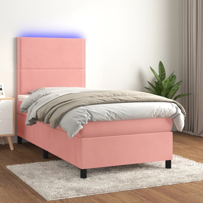 Sommier  lattes de lit avec matelas LED Rose 90x190 cm Velours