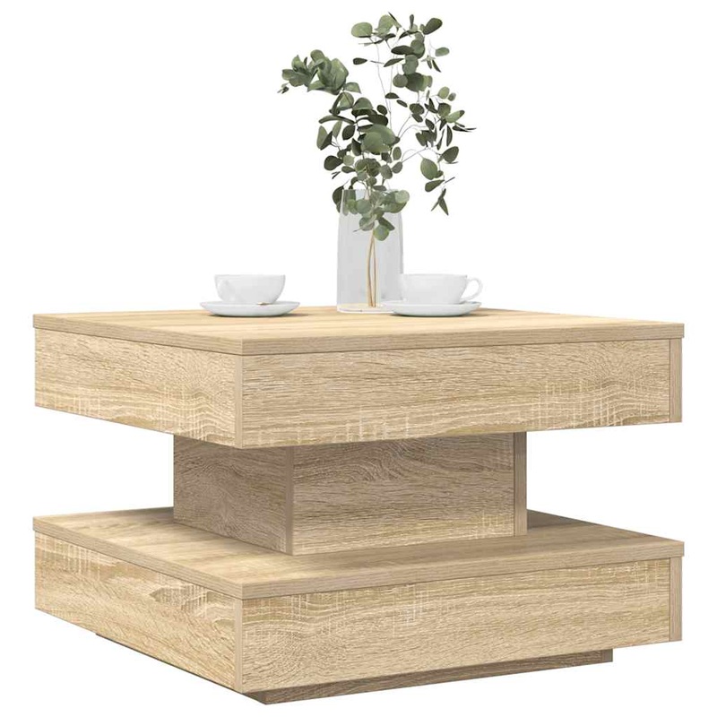 Table basse rotative  360 degrs chne sonoma 50x50x34,5 cm